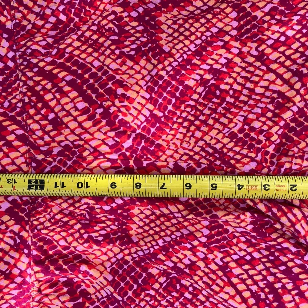 d&co Beach Plus Size 2XP Cropped Pants Pink Red Print Pull-On Stretch Casual_4